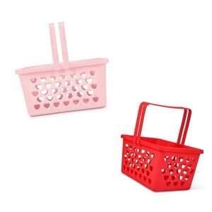Valentine's Basket Red & Pink 1 @ Set of 2 Target Bullseye Hearts Plastic Tote